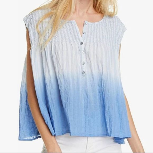 Free People Tops - Free People We The Free Little Bit of Something Ombre V-Neck Blouse Size M NWT